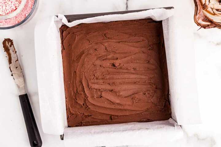 making the dark chocolate layer for peppermint bark