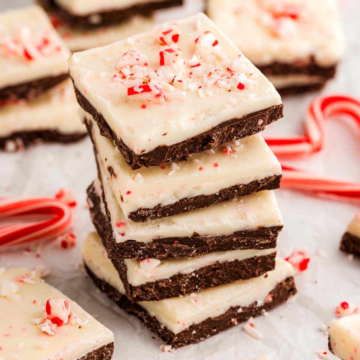 stacking peppermint bark