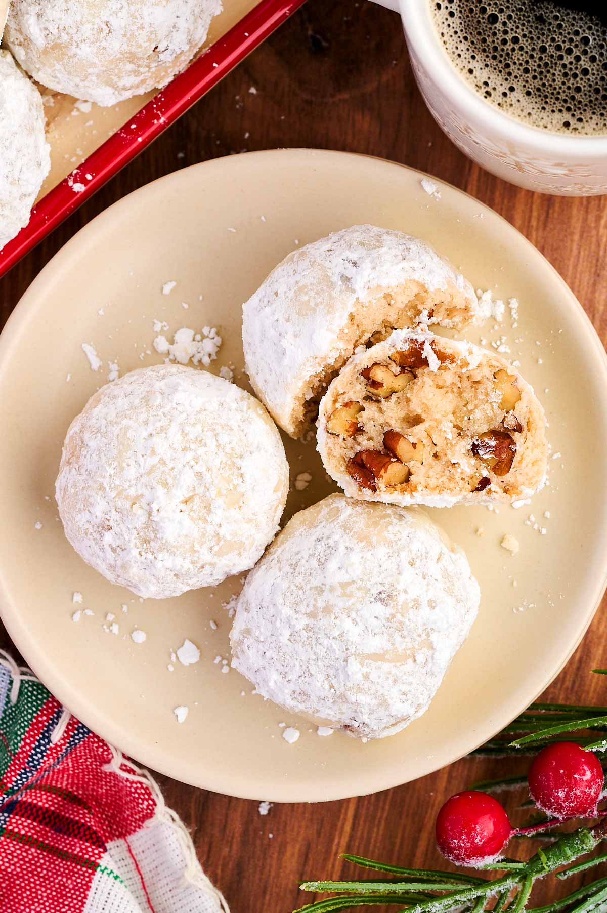 A plateful of Snowball Cookies.