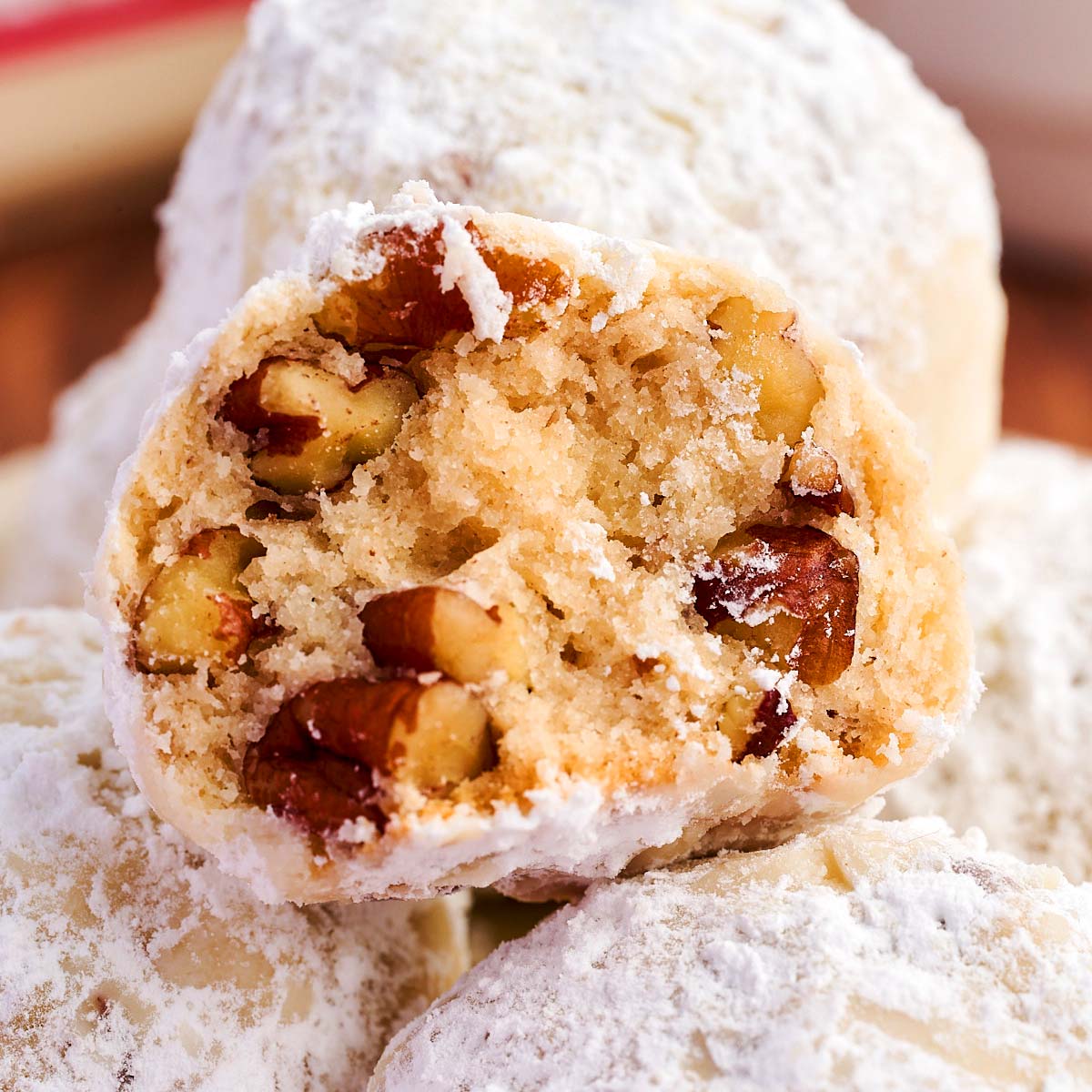 Perfect texture inside a Snowball Cookie.