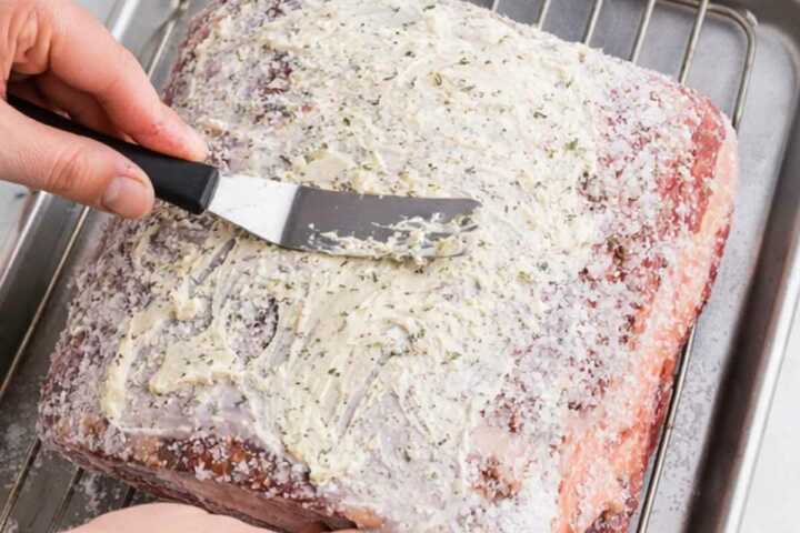 buttering a prime rib roast
