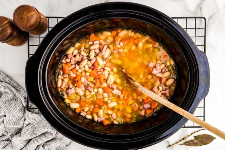 ham and bean soup in the slow cooker