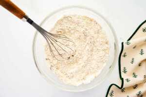 whisking the dry ingredients for molasses cookies