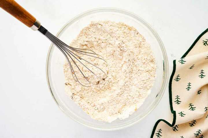 whisking the dry ingredients for molasses cookies