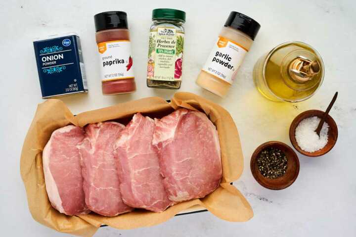 Ingredients for air fried pork chops.