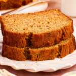 stack of banana bread slices on white plate
