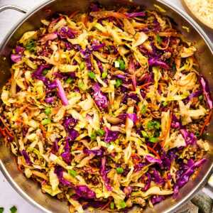 Serving egg roll in a bowl from the skillet.