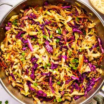 Serving egg roll in a bowl from the skillet.