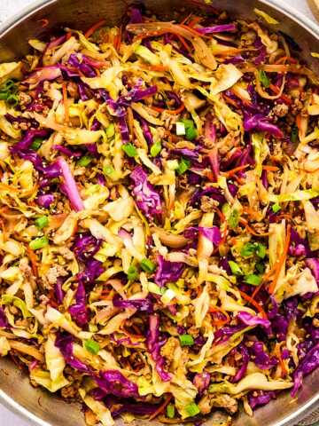 Serving egg roll in a bowl from the skillet.