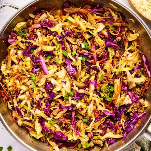 Serving egg roll in a bowl from the skillet.