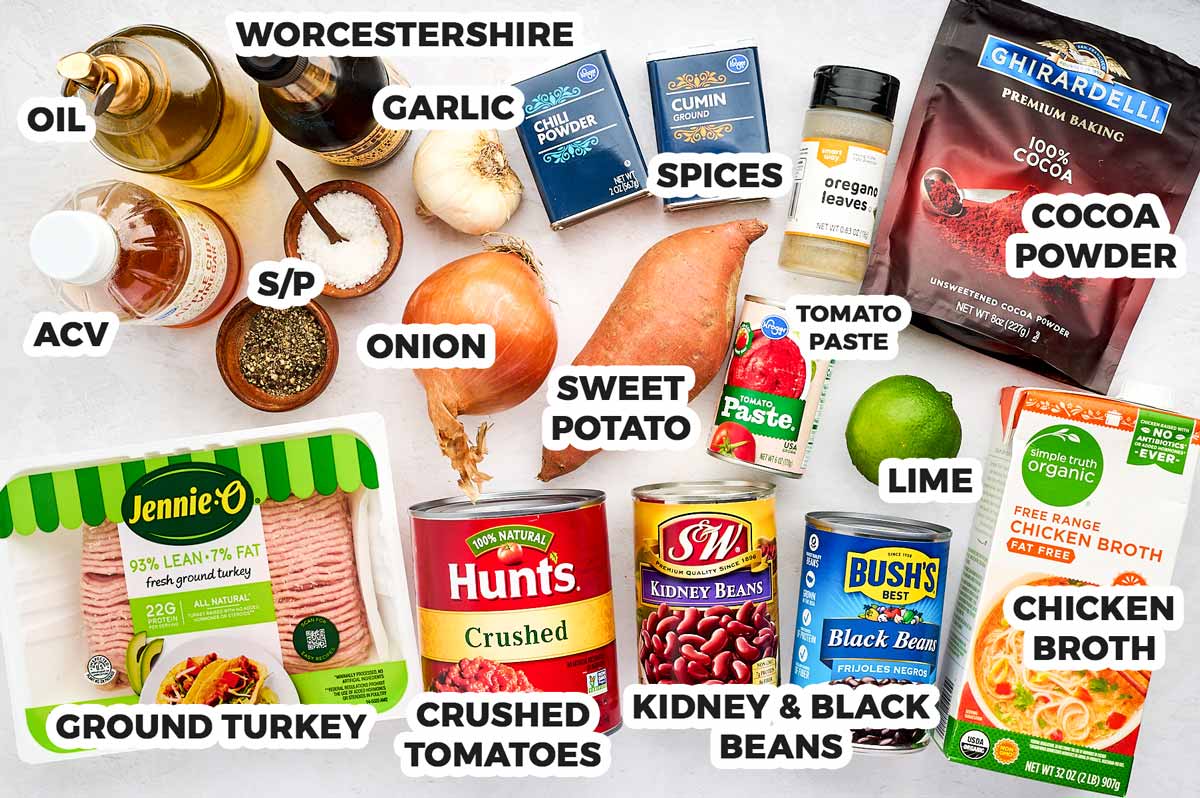 Ingredients for ground turkey chili.