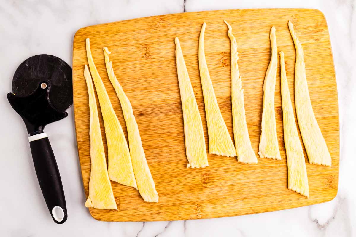 Small dough triangles.