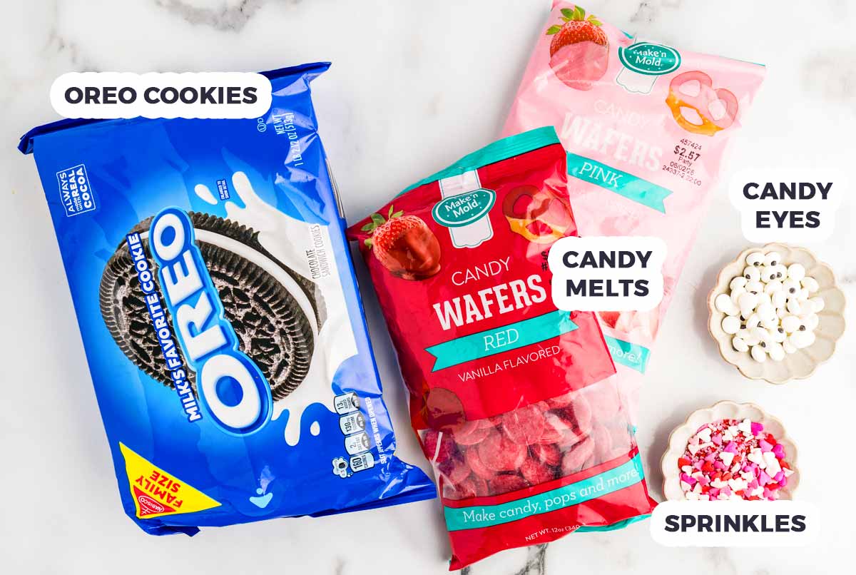 Ingredients for love bug Oreos.