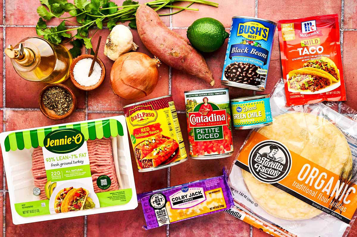 Ingredients for enchilada casserole.