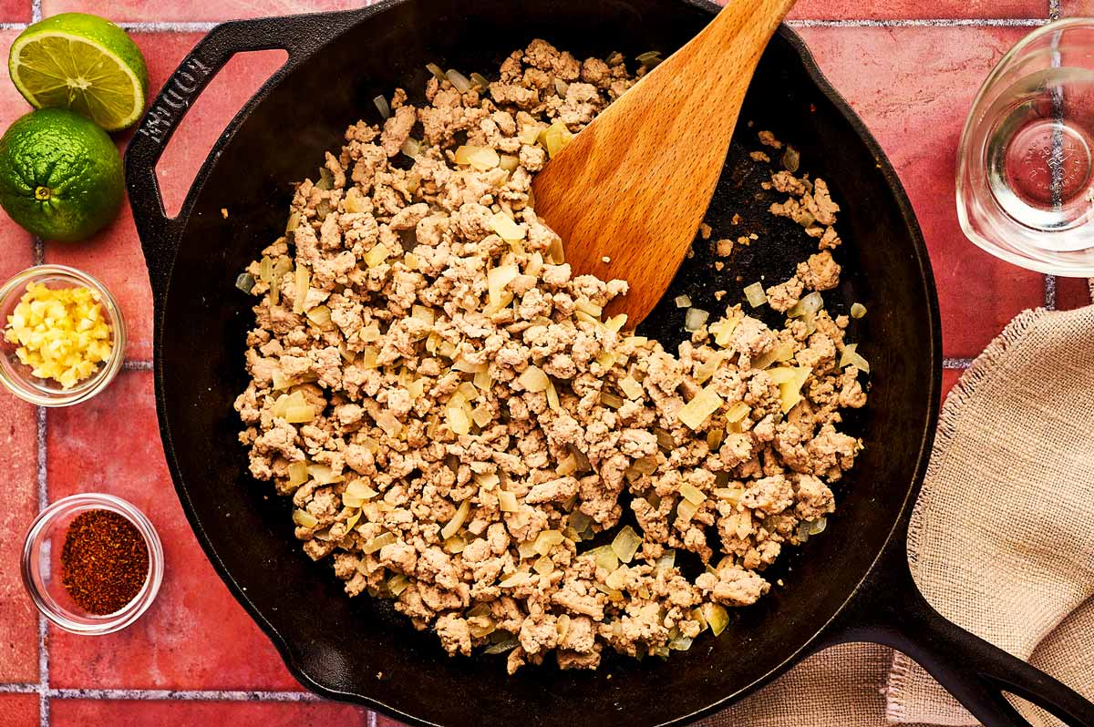 Browning ground turkey.