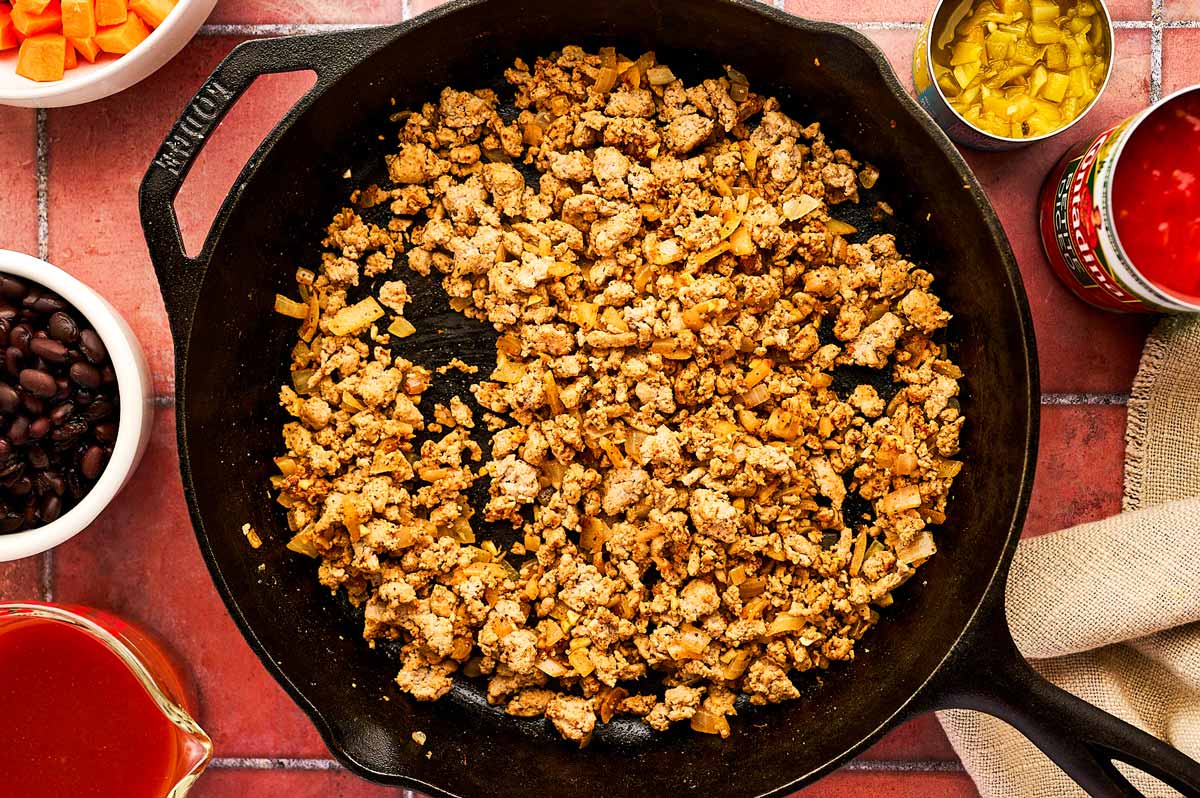 Browning ground turkey.