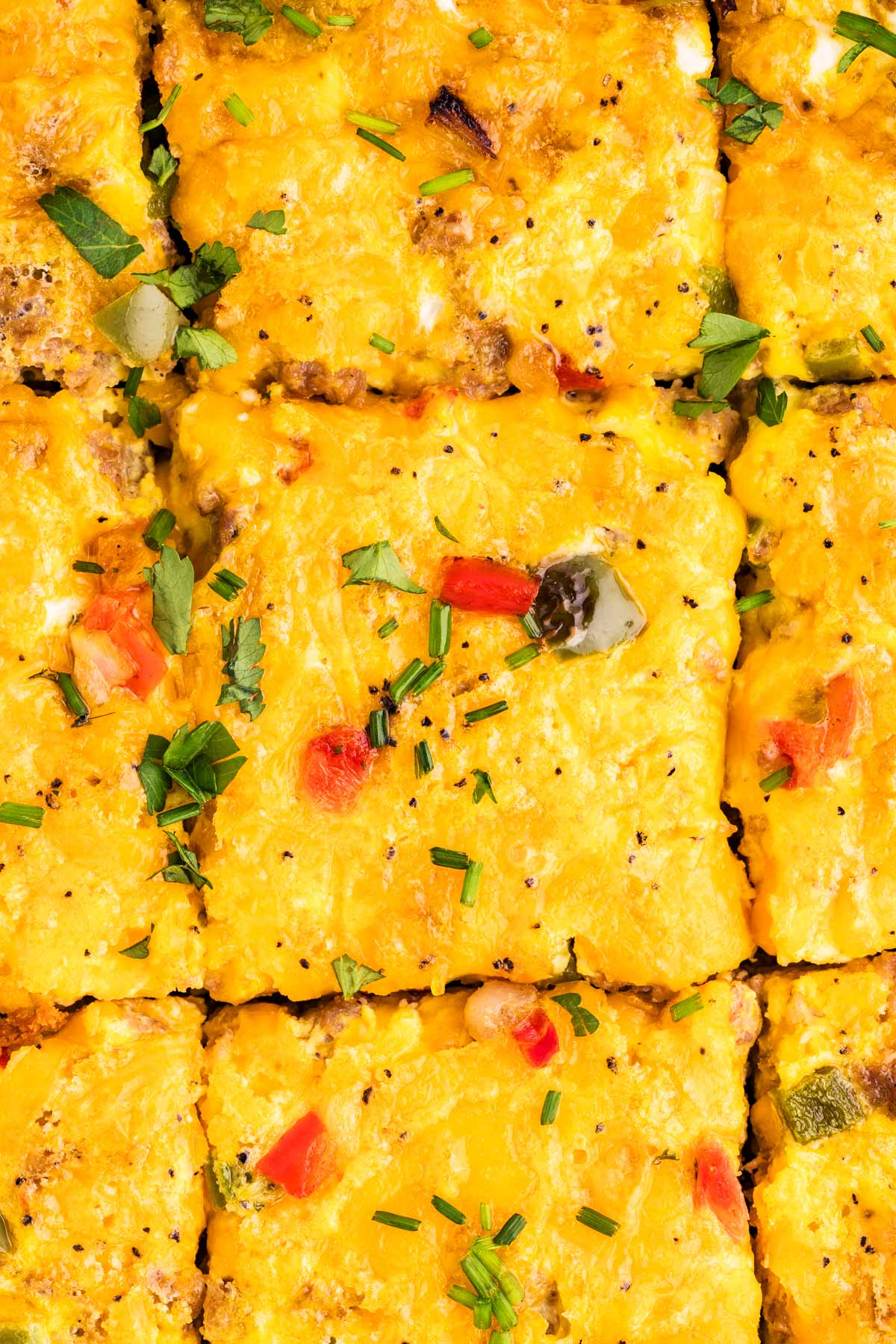 Close up photo of breakfast casserole.