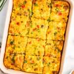 Crescent roll breakfast casserole being served.