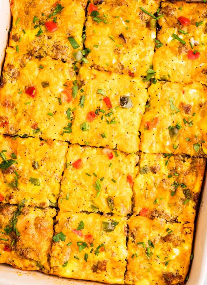 Crescent roll breakfast casserole being served.