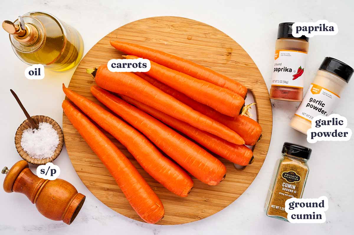 Roasted Carrots ingredients with text labels.