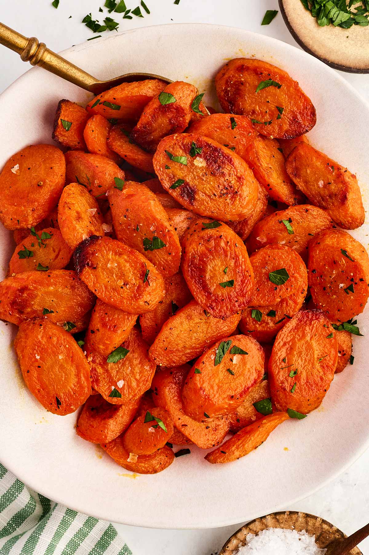 Bowl with roasted carrots.