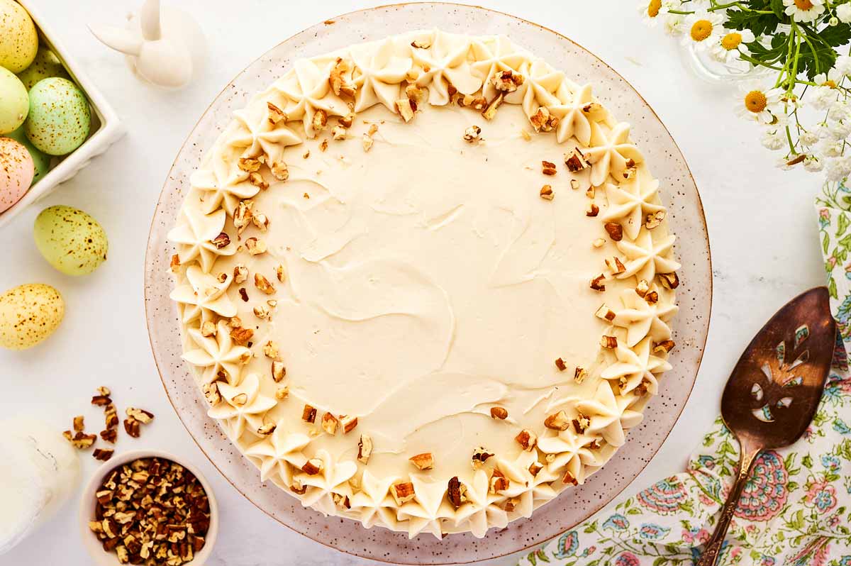 Carrot cake ready to be served.