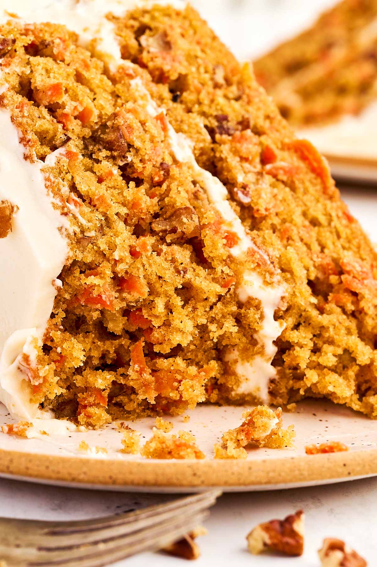 Close up photo of carrot cake.