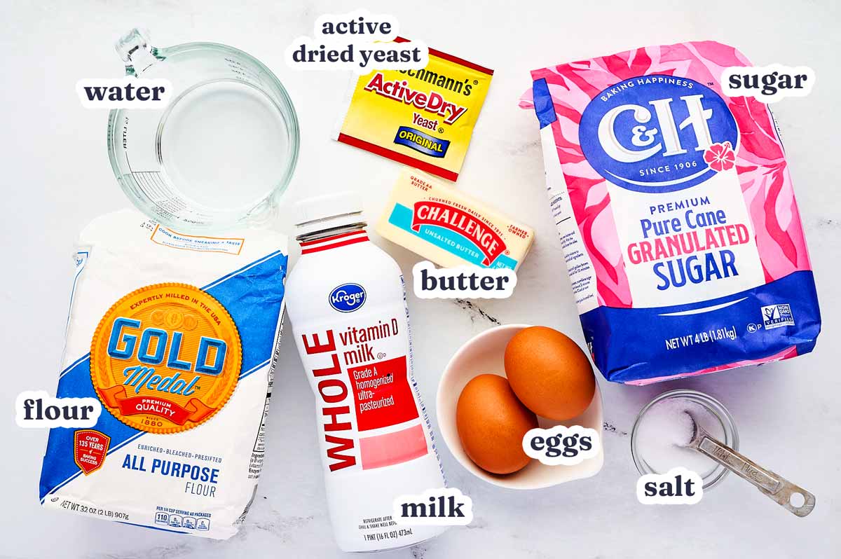 Cloverleaf Rolls recipe ingredients with text labels.