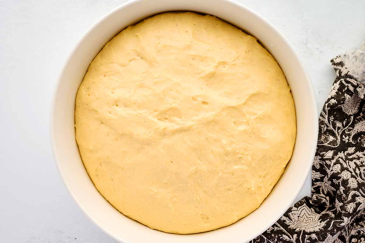 Risen bread dough.