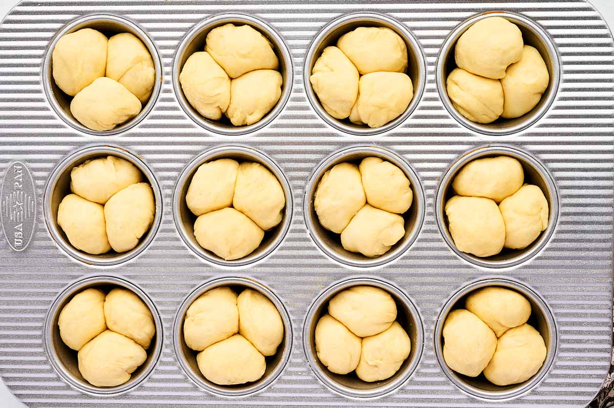 Unrisen cloverleaf rolls.