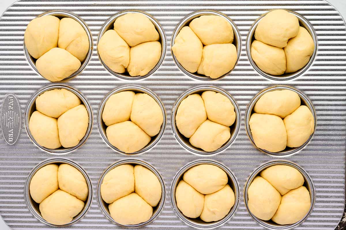 Risen cloverleaf rolls.