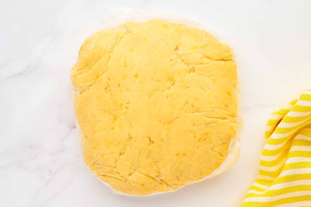 Chilled lemon crinkle cookie dough.