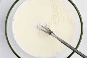 Cornstarch slurry in a glass bowl.