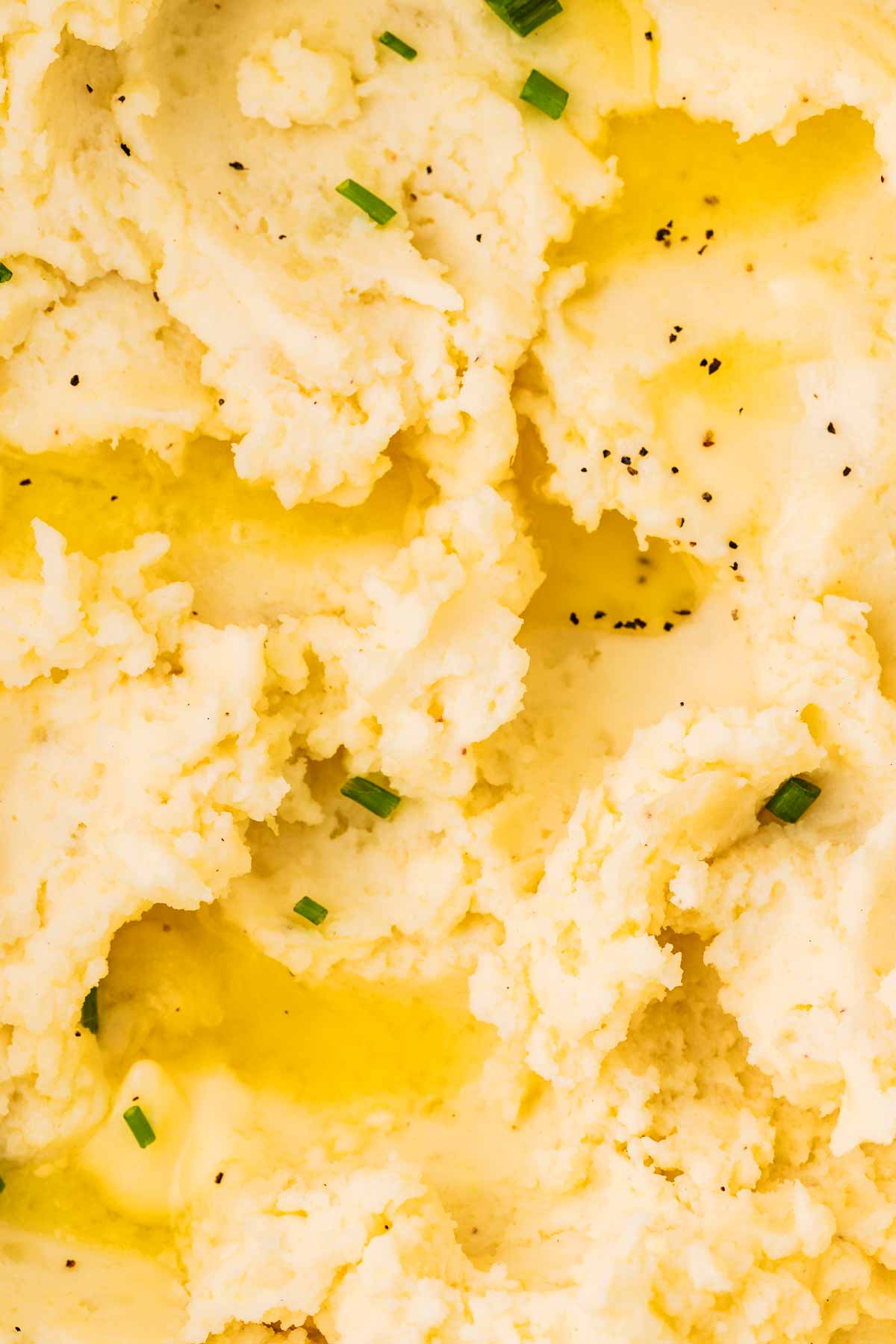 Close up photo of sour cream mashed potatoes.