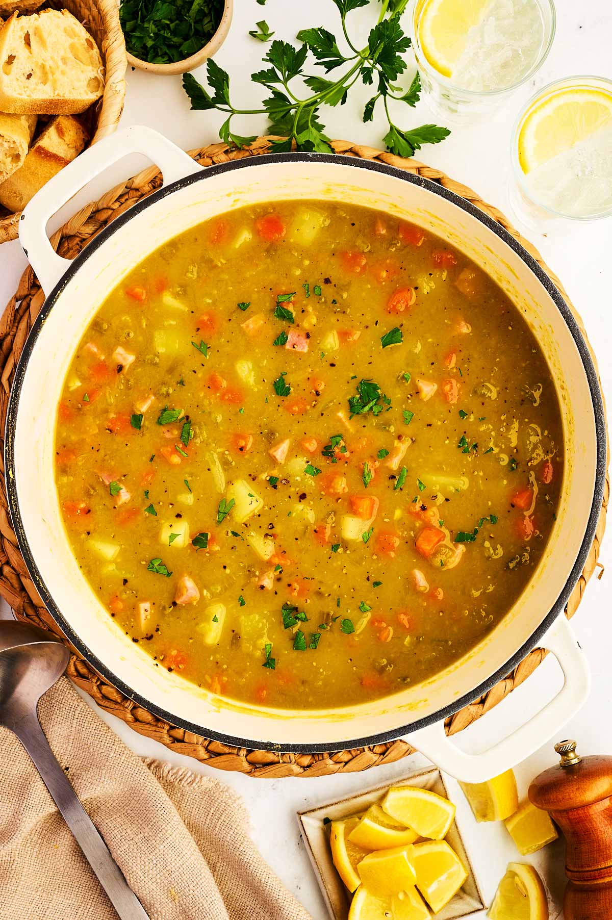 Pot with Split Pea Soup.