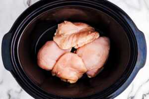 Chicken in slow cooker.