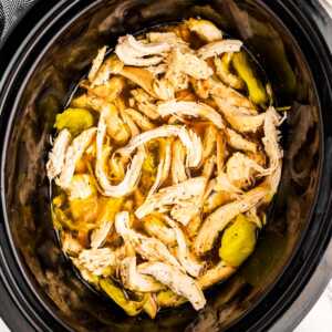 Mississippi Chicken in slow cooker.