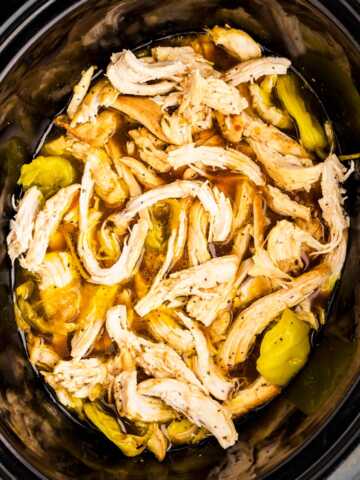 Mississippi Chicken in slow cooker.