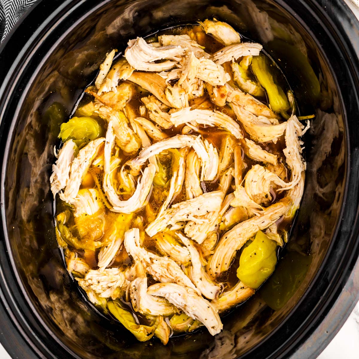 Mississippi Chicken in slow cooker.