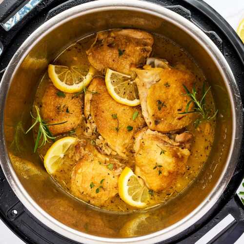 Instant pot lemon chicken overhead.