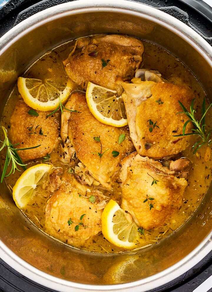 Instant pot lemon chicken overhead.
