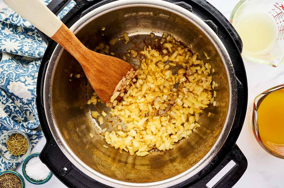Sautéed aromatics in instant pot.