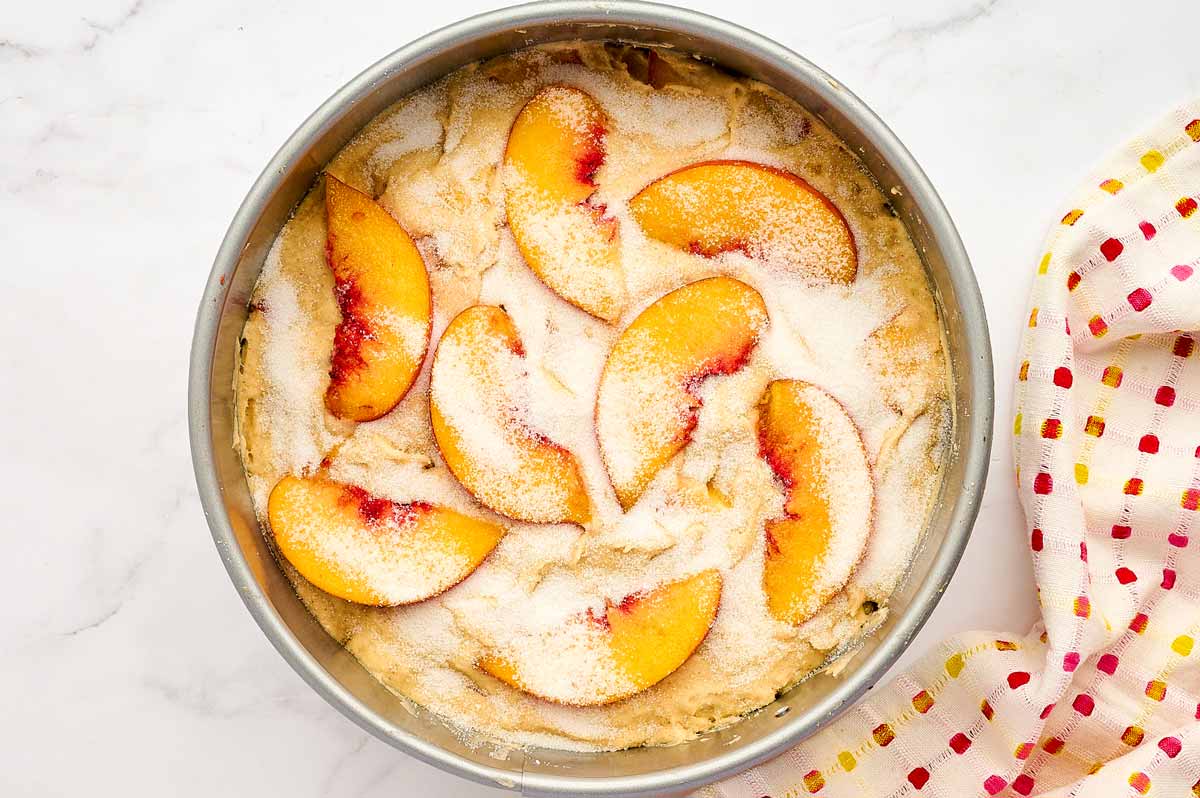 Peach cake before baking.