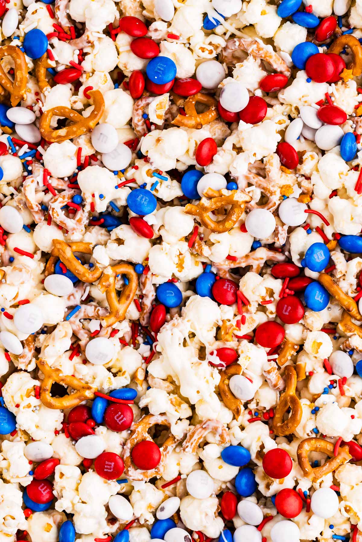 Close up photo of 4th of July popcorn.