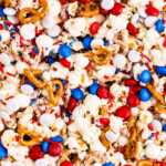 Close up photo of Red, White and Blue Popcorn.