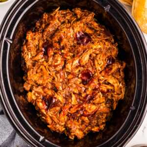 BBQ Pulled Chicken in a slow cooker.