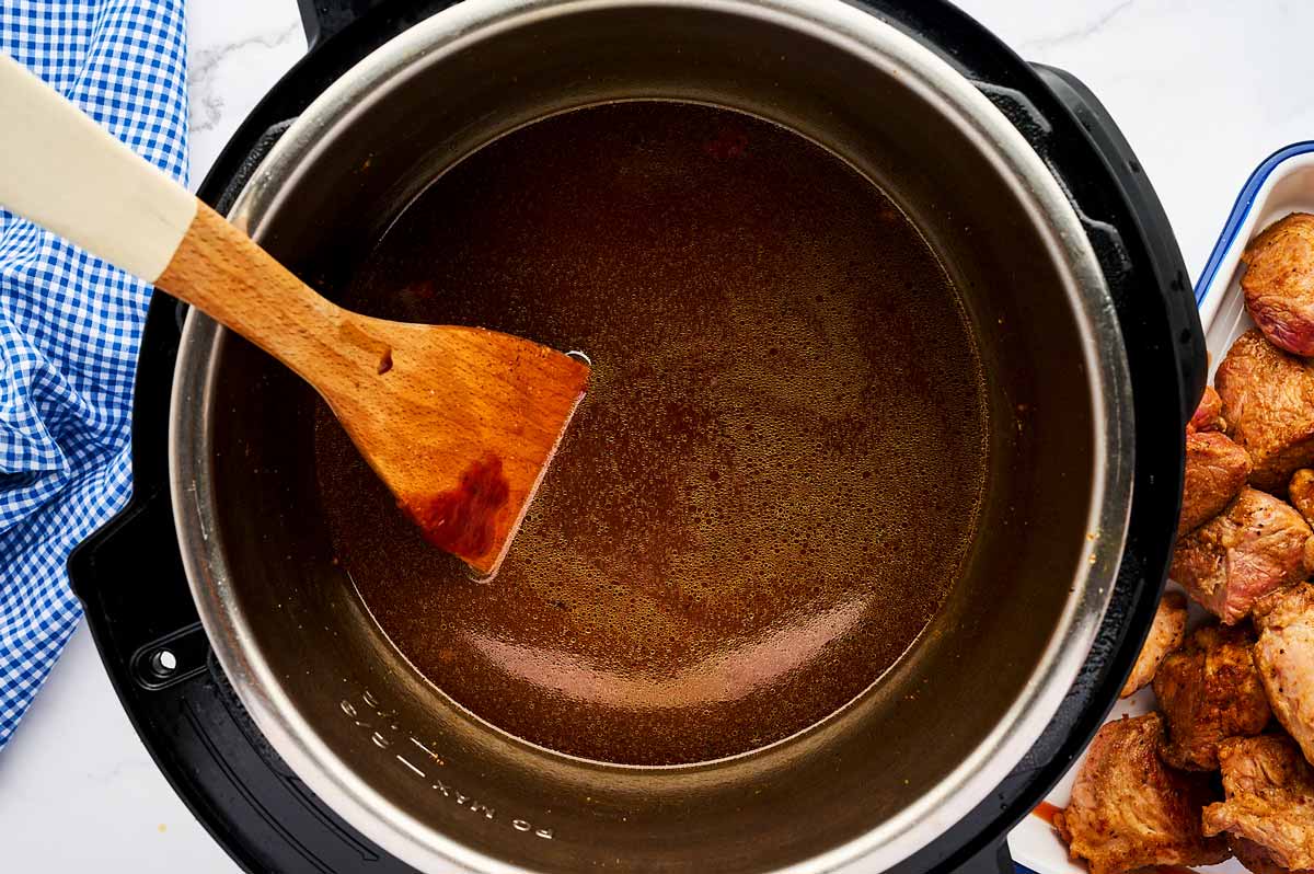 Sauce in instant pot for pulled pork.