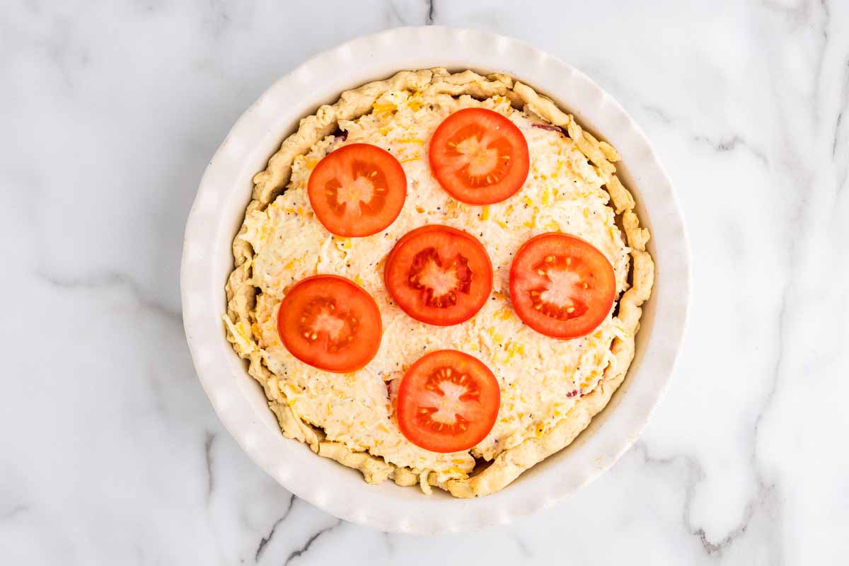 Unbaked tomato pie.