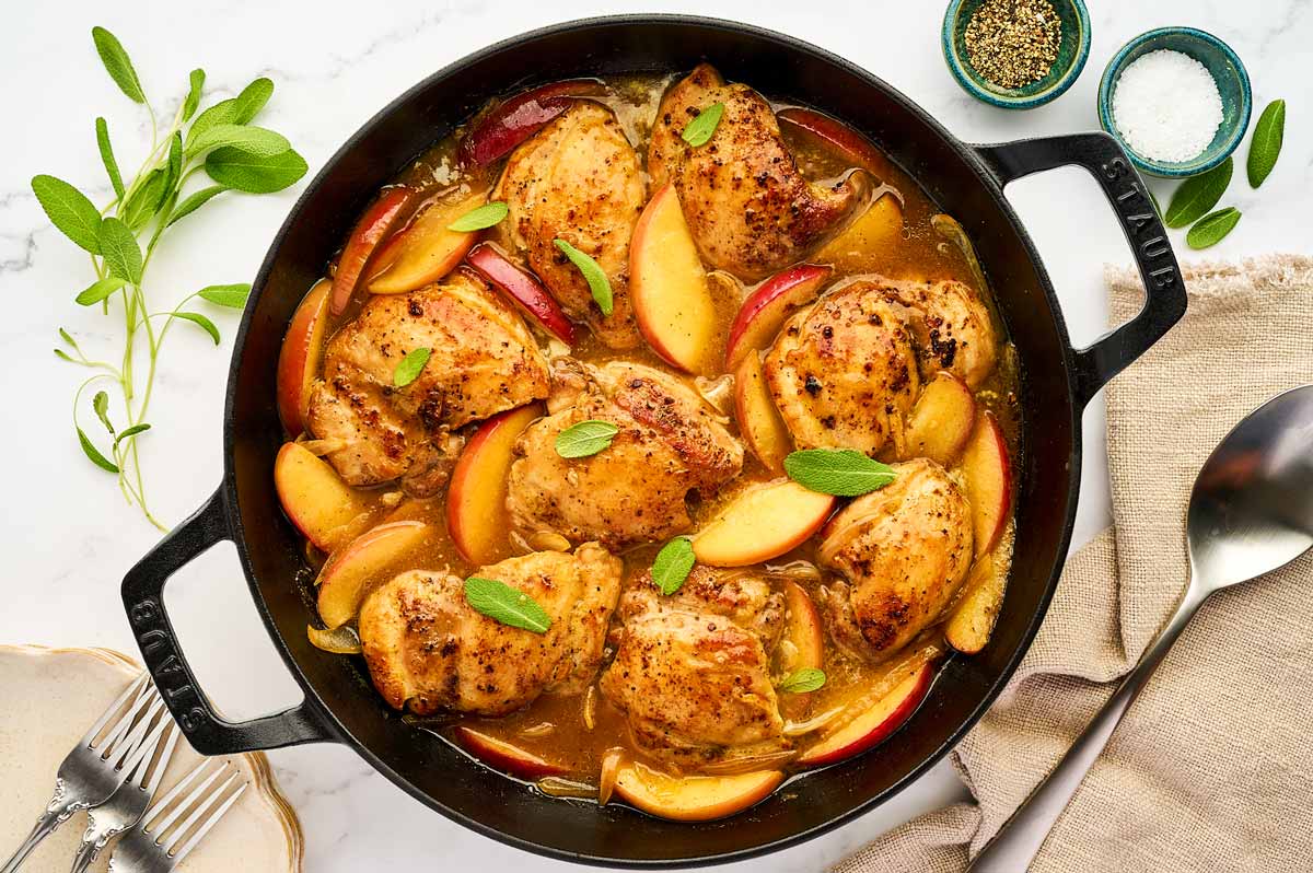 Serving an apple chicken skillet.